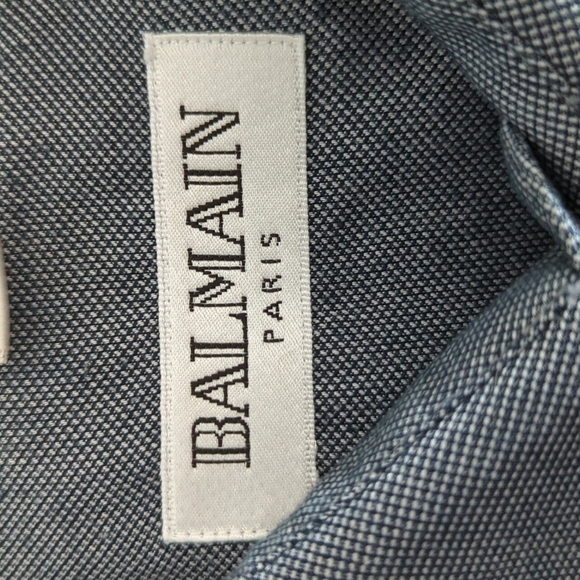 Balmain Paris blue button front shirt large - Picture 5 of 10